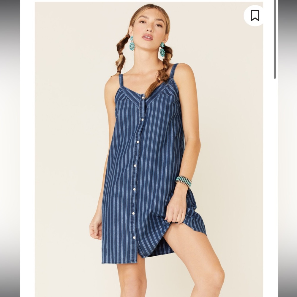 Wrangler Navy Striped Strapless Dress - Picture 2 of 4